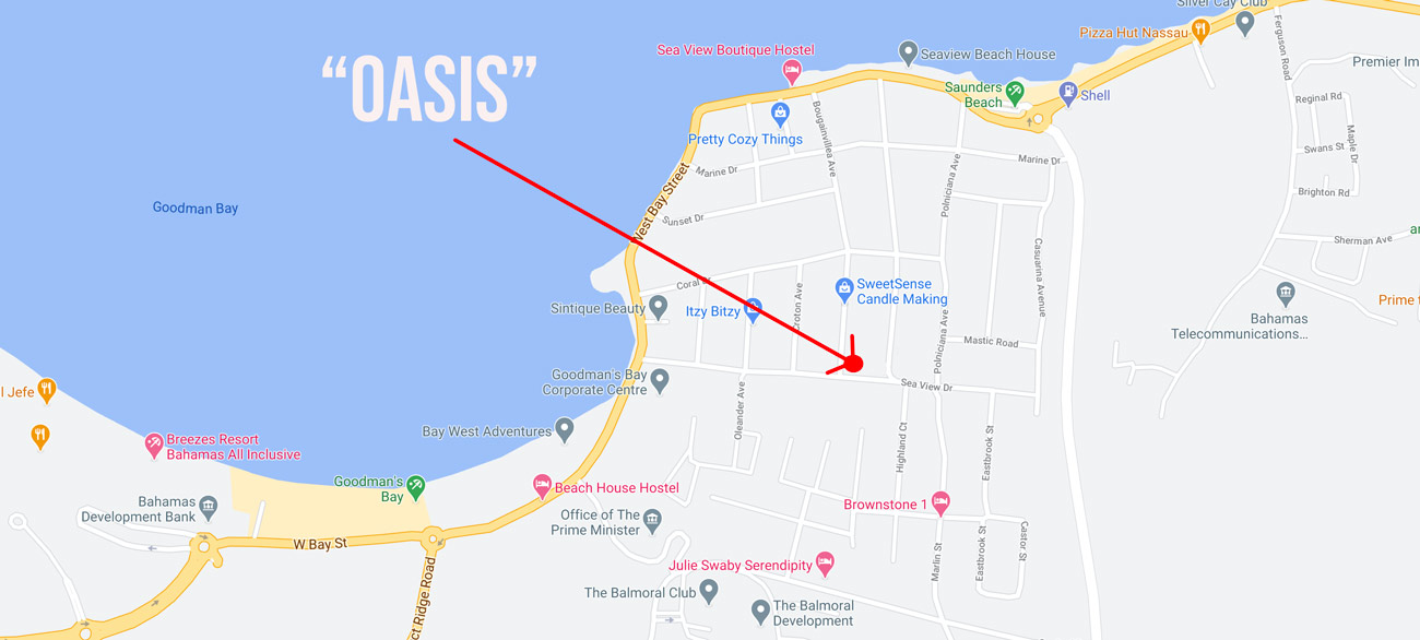 Map showing where Oasis is