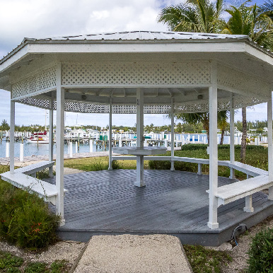 The gazebo outside the reception area in Orchid Bay