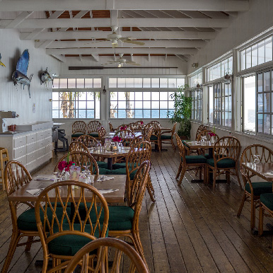 Inside Sunsetter Restaurant at Orchid Bay