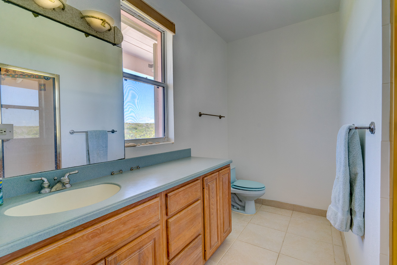 The bathroom for Guestroom 3 at The Family Beach House on San Salvador