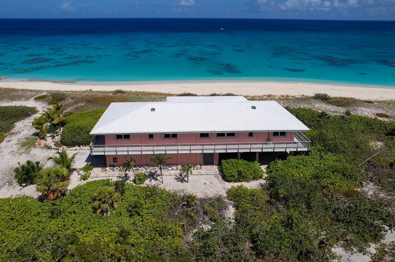 Aerial of The Family Beach House on San Salvador