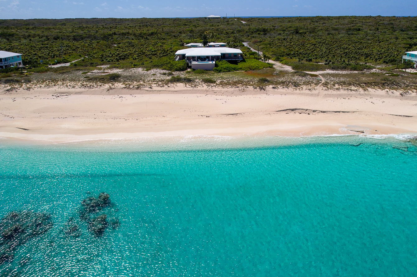 Aerial of The Family Beach House on San Salvador