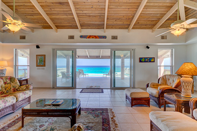View from the living room of The Family Beach House on San Salvador