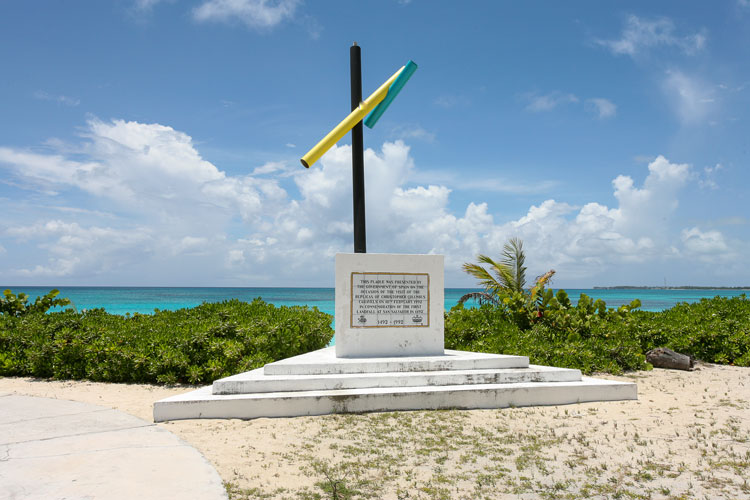 The landfall park in Long Bay on San Salvador