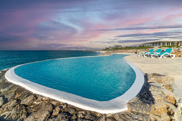 The infinity pool at sunset