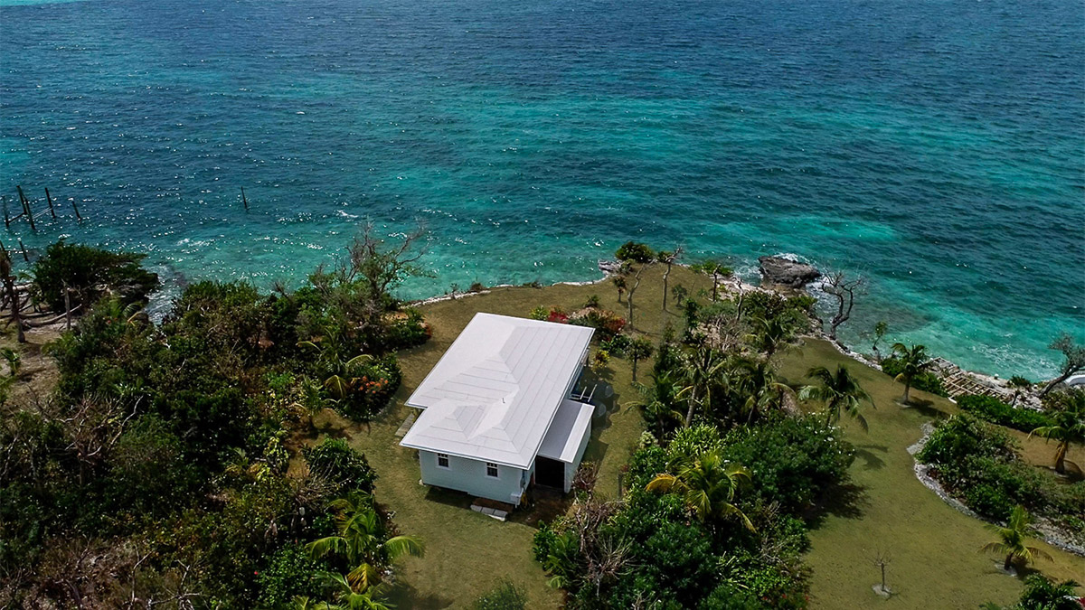 Aerial from Honeydew vacation rental cottage on Guana Cay