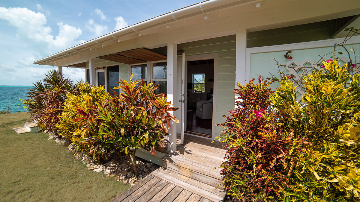 Aerial from Honeydew vacation rental cottage on Guana Cay