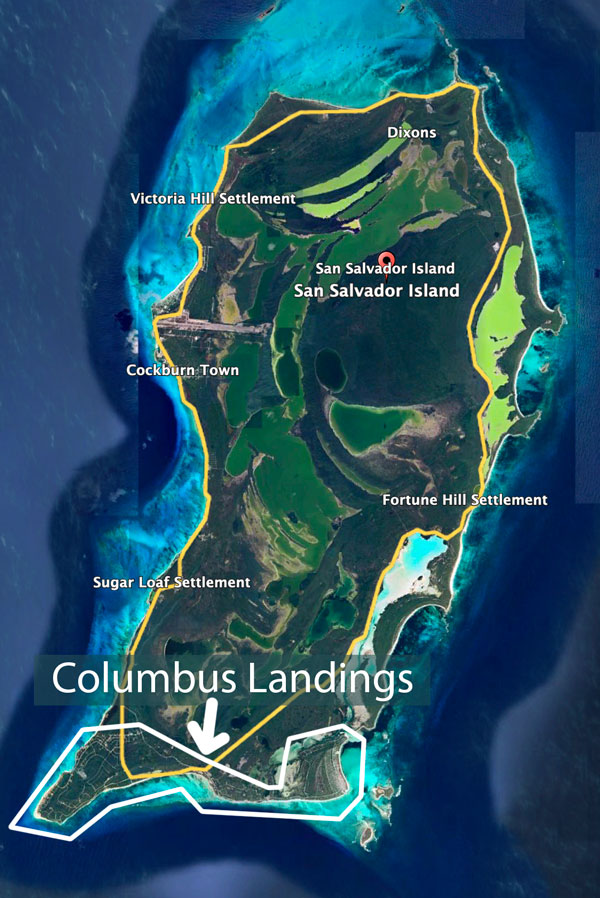 Map of Columbus Landings